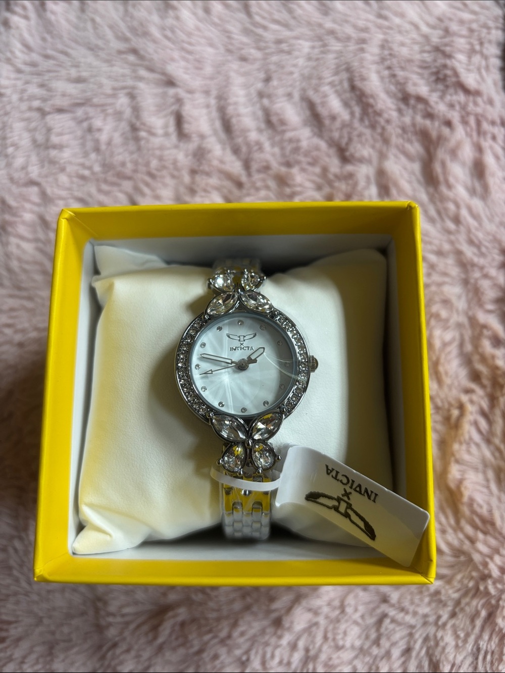 Invicta Silver-Tone Crystal Accent Women's Bracelet Watch